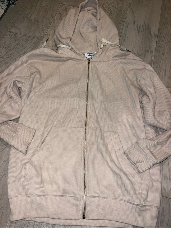Princess Polly Jackets & Blazers - Princess Polly Pale Pink Waffle Zip Hoodie Jacket Sz 2
